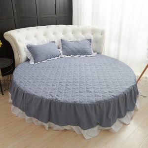 Koreansk stil säng kjol runda sängplåt Solid färgblad för rund madrass diameter 200cm 220cm gratis frakt