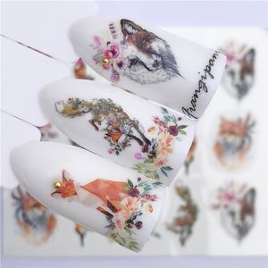 Nail Sticker Art Decoration Slider Fox Wolf Animal Adhesive Design Water Decal Manicure Lacquer Accessoires Polish Foil