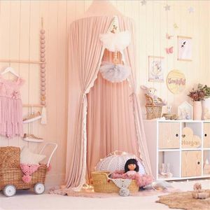 Ins Nordic Chiffon Baby Girls Populära rum Decoration Balls Home Mosquito Net Round Crib Netting Tent Kids Canopy Tent Bed Gardiner