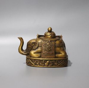 Cobre puro hip frasco chaleira auspicioso oito tesouro pot elefante bule decoração sorte ornamento coleção da antiguidade