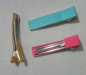 100st 1,9 tum Grossgrain band fodrade lock Dubbelrum Alligator Clip Tänder Hårklipp Metall Barretterar DIY Bows Hårtillbehör FJ3201