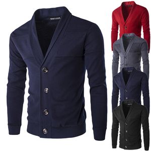 Męskie sweter Bluzy Odzieżowa Wiosna Jesień Męski Slim V Neck Cardigan Boy Solid Print Jacket Płaszcz Casual Collar Knitting