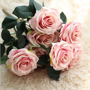 XM w stylu europejskim Hemming Rose Home Decoration Wedding Artificial Flower 45cm 10 Count