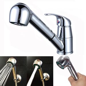 Basin Faucet Kitchen Sink Chrome Single Handle Mixer Tap Swivel Pull Out Spray Faucet Spout q90313