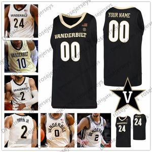 Custom Commodores Vanderbilt 2020 Баскетбол Белое черное золото 10 Гарленда 24 Аарон Несмит 0 Сабен Ли 2 Пиппен младший Дариус Скотти Джерси 4xl
