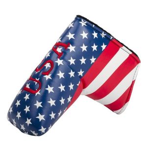 Golf-Putter-Schlägerkopfhüllen, amerikanische USA, US-Stars, Streifen, Flagge, gemustertes Design für alle Standard-Blade-Putter, Blau, Rot