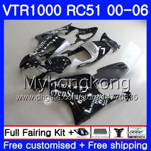 Kit For HONDA VTR 1000 RC51 2000 2001 2002 2003 2004 2005 2006 Sevenstars black 257HM43 RTV1000 SP1 SP2 VTR1000 00 01 02 03 04 05 06 Fairing