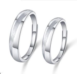 Real 925 Sterling Silver Simple Wedding Band Ring Blank Designs Manliga Kvinna Personliga Ringar För Par Justerbar Storlek