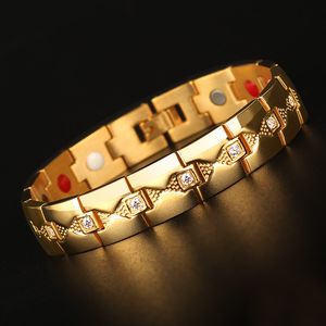 High Quality European and American domineering men's titanium steel bracelet with Zircon magnet stainless steel jewelry