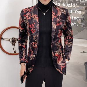 Yüksek qulaity casual paisley baskı takım elbise ceket düğün balo blazer lüks kraliyet jakarlı blazer masculino hombre