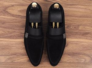 Vintage Suede Men Designer Shoes Loafers Genuine England Brand Dress Leather Shoes Pointed Toe Office Wedding Party Flat 5296