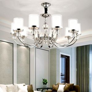 Lampadario di cristallo moderno illumina la lampada per soggiorno Lampadario a LED in metallo cromato Lampadario a sospensione Apparecchi di illuminazione a soffitto MYY