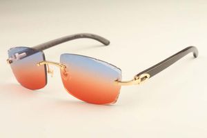 Fabrik direkt Luxusmode ultraleichte Sonnenbrille 3524015-H natürliche schwarze Eckspiegelbeine Sonnenbrille Gravurspiegel