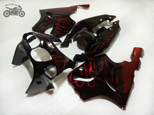 Motorcykel Kinesisk Fairing Kit för Kawasaki Ninja ZX7R ZX7R Red Flames ABS Plastic Fairings Set