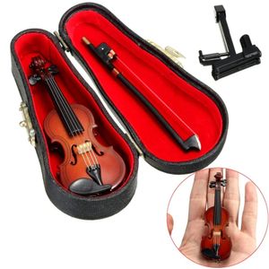 Nuovo mini violino versione aggiornata con supporto Modello di ornamenti decorativi in miniatura di strumenti musicali in legno