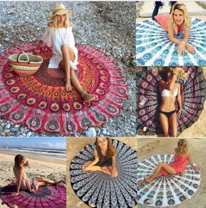 Round Beach Towel Hippie/Boho Mandala Blanket /Indian Throw Bohemian Table Cloth Decor/Yoga Mat Meditation Picnic