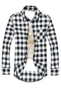 Spring Autumn Men's Young Adult Casual Plaid Button-up Long Sleeve Turn-Down Collar Slim Fit Shirt Top M-3XL