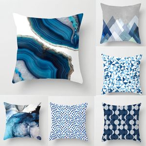 Nowy kreatywny niebieski abstrakcyjny design drukowana poduszki 45x45 cm domowe/biurowe sofa poduszka talia okładka poliestrowa poduszka na bielizna