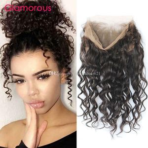 Glamorösa obearbetade mänskliga hår 360 spetsband frontal peruanska indiska malaysiska brasilianska virgin hår naturliga våg 360 stängning för kvinnor