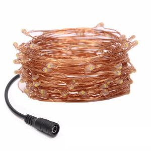 Edison2011 10m LED Garland String Lights Silver Copper Wire Fairy Christmas Xmas Wedding Party Decorative Light 12V DC Cable