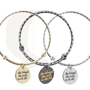 Mode Kvinnors Lettering Bangle Motivational Letter Armband Six-Sided Rhombus Shape Justerbar storlek Armband