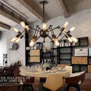 2020 Loft Restaurant Bar America Country Iron Clandelier Vintage Expansion Office Room Candelier Spider Free Freight