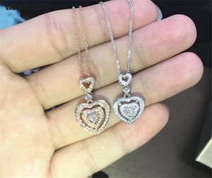 choucong Fashion Cross Pendants Diamond Real 925 Sterling silver Wedding Pendant with Necklace for women Bridal jewelrychoucong Heart shape