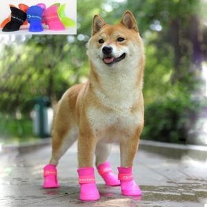 Cust Pet Dog Buty Silikonowe Bezpoślizgowe Dyreda Wodoodporne Buty Pet 4 Sztuk / Zestaw Buty Psa 8 Candy Colors Pet Rain Shoes