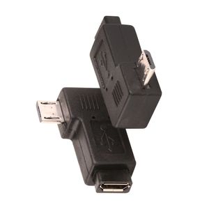 Adaptadores de conector USB preto de ângulo reto de 90 graus Micro USB macho para micro fêmea Conversor adaptador de plugue