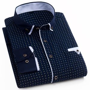 Camisas casuais casuais Impressa Manta Dot Dot Men Camisa Longo -Sleeved Casual para Slim Fit 21 Cores Macho Vestido Camisas Camisas Masculina