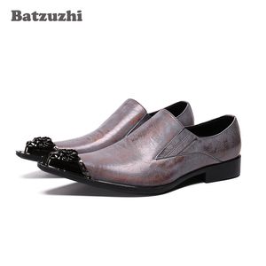 Batzuzhi 럭셔리 수제 남성 신발 뾰족한 철 발가락 공식 가죽 드레스 신발 Zapatos Hombre 신사 파티 비즈니스 신발