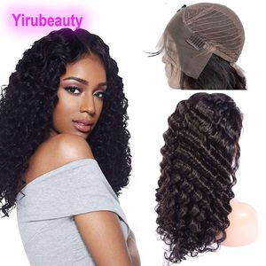 Cabelo humano brasileiro 13x4 Wigs frontal de renda Deep Wave Deep Curly pré-arrancou perucas de produtos para cabelos virgens com cabelos de bebê 10-30 polegadas