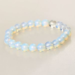 1 Pcs 8mm Round Crystal Moonstone Natural Stone Stretched Beaded Bracelet For Women Fashion Roman Style Wristband