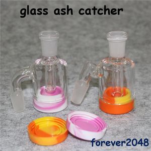 Glass Removable Ash Catcher Bubbler with 7ML Silicone Container 14MM joint for Perc Glass Bongs Honeycomb Water Pipe ashcatcher