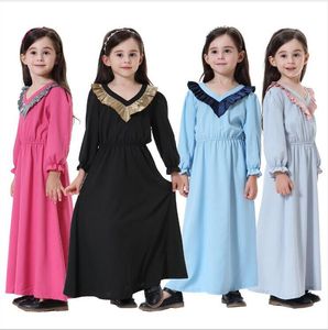 Girls Dresses Big Kids Dubai Princess Dress Cheongsam Ruffle Long Sleeve Dress Party Solid A-Line Casual Dress Baby Designer Clothes C5869