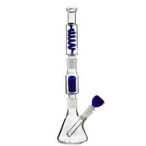 Diffused Downsterm Hookahs Water Beaker Bong 6 Arms Tree Perc Freezable Oil Dab Rigs 18mm Female Joint Condenser Coil Glass Pipes With Bowl