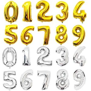 100pcs/lot Birthday 40 inch 0-9 Gold Silver Foil Number balloons Wedding Party Decoration 40" helium inflatable balloon