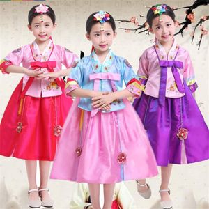 Traditionella koreanska kostymer för tjejer Hanbok Dance Dress Stage Performance Asian Party Festival Fashion Clothing 100-160cm