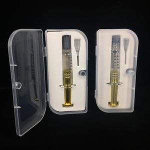 pilar de metal 1ml seringa de vidro com medição Luer Lock / cabeça Vape injector óleo acessórios e-um e cig cartucho de líquido enchendo DAB ferramenta