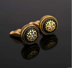 Classic Cuff links Rhineston Copper Black Painting Men's Cufflink Wedding Suit Shirt Buttons