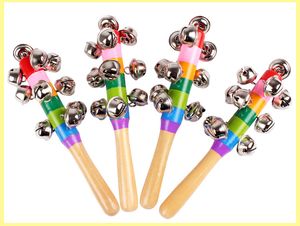 Großhandel Regenbogen-Handglocke, buntes Klingeln, Farbe, ein Wort, Kreuz, Klingeln, Baby-Puzzle, frühes Lehrspielzeug, Rasseln, Handys