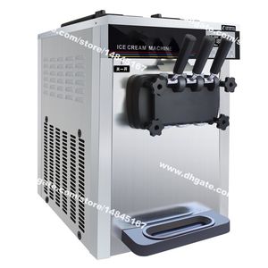 Free Shipping Stainless Steel Table Top Commercial Use 22L/H 110v 220v R410A 3 Flavor Soft Serve Ice Cream Machine Maker