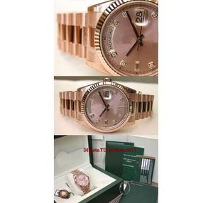 Orijinal kutu sertifika Casual Modern Erkek Saatler Day-Date Başkan 118.235 18k Altın Pembe Elmas Dial 36mm İzle