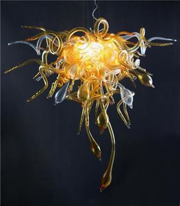 Antique Amber Murano Chandeliers Light Decoration European Style Hand Blown Glass Pendant Lamps for Hotel Decor