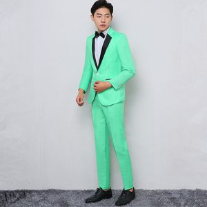 The Green Men's Suit Business Casual Mäns kostym Tvådelad kostym (jacka + byxor) Bröllop Groom Groomsman Klänning
