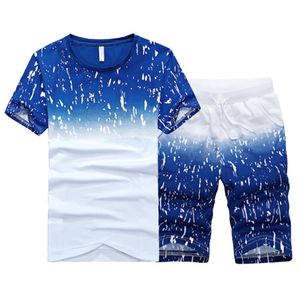 Tracksuit Male 2020 Men Clothing Sportswear Set Fitness Summer Print Men Shorts + T shirt Men's Suit 2 Pieces Sets Plus Size 4XL