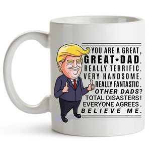 Venda quente 350ml Creative Cartoon Donald Trump Água Canecas Você é um grande pai Cerâmico Creative Café Café Presente Para Pai Mather