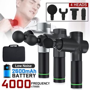 4000 r / min Massagem Terapêutica Armas 3 Engrenagens Massageador Muscular Dor Esporte Massagem Máquina de Relaxar O Corpo de Emagrecimento Socorro 4 Cabeças Com saco