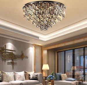 New arrival contemporary creative round crystal chandelier ceiling lights black chandeliers lighting led lamp for living room study room MYY