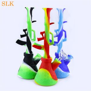 Ak-47 Cool design Silicone Bongs erva seca Tubulações De Água stash cera dab oil rig equipamento Inquebrável Bongs Bubbler Pipes